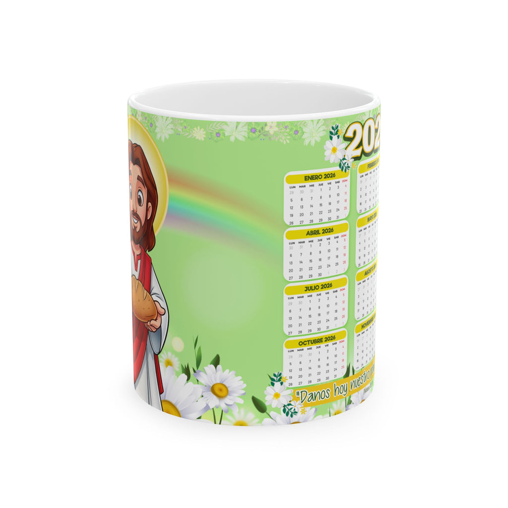 2026 Inspirational Jesus Calendar Mug — Christian Coffee Cup with ‘Break My Bread’ Design (11oz/15oz)