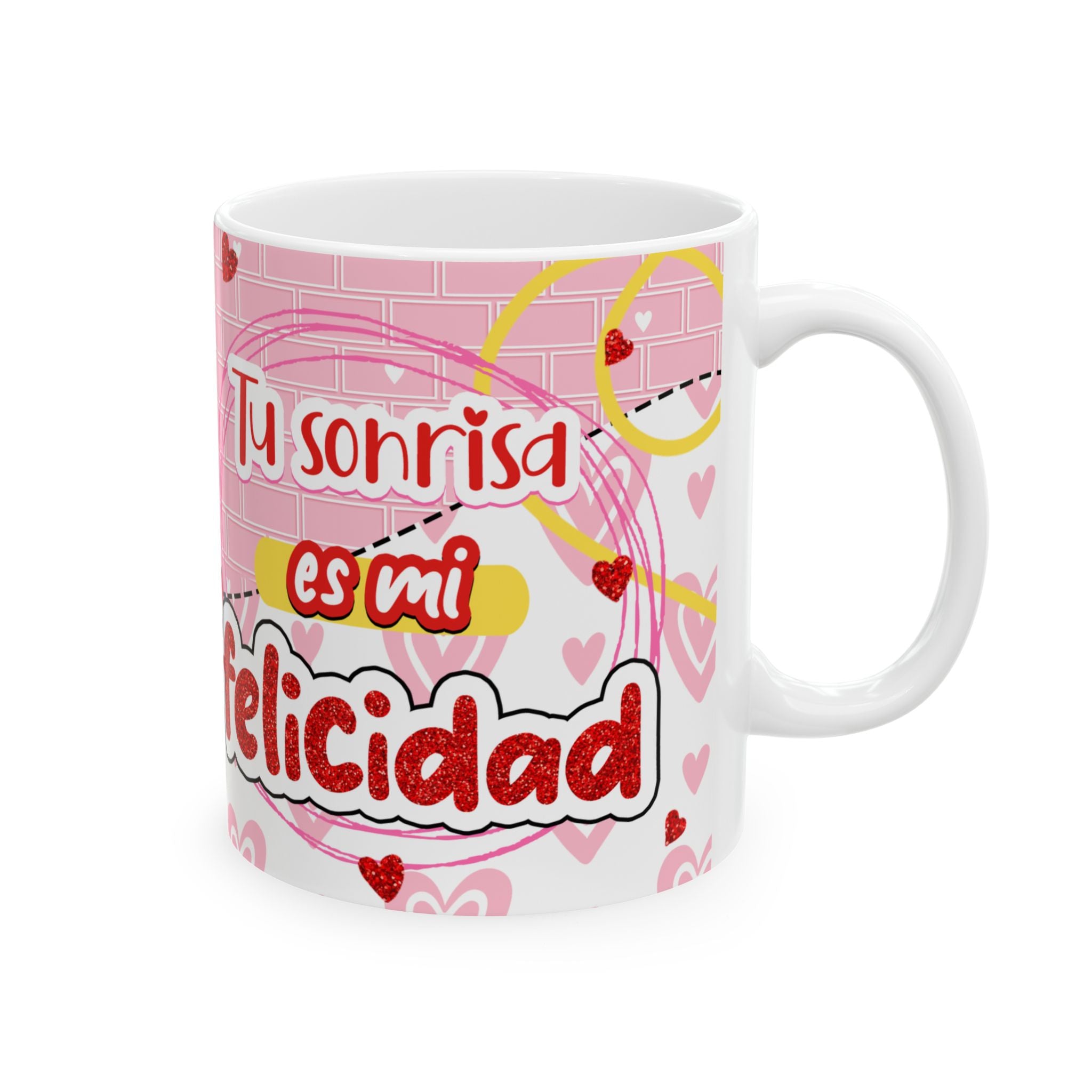 Valentine’s Couples Ceramic Mug – "Tú sonrisa, es mi felicidad" (11oz/15oz)