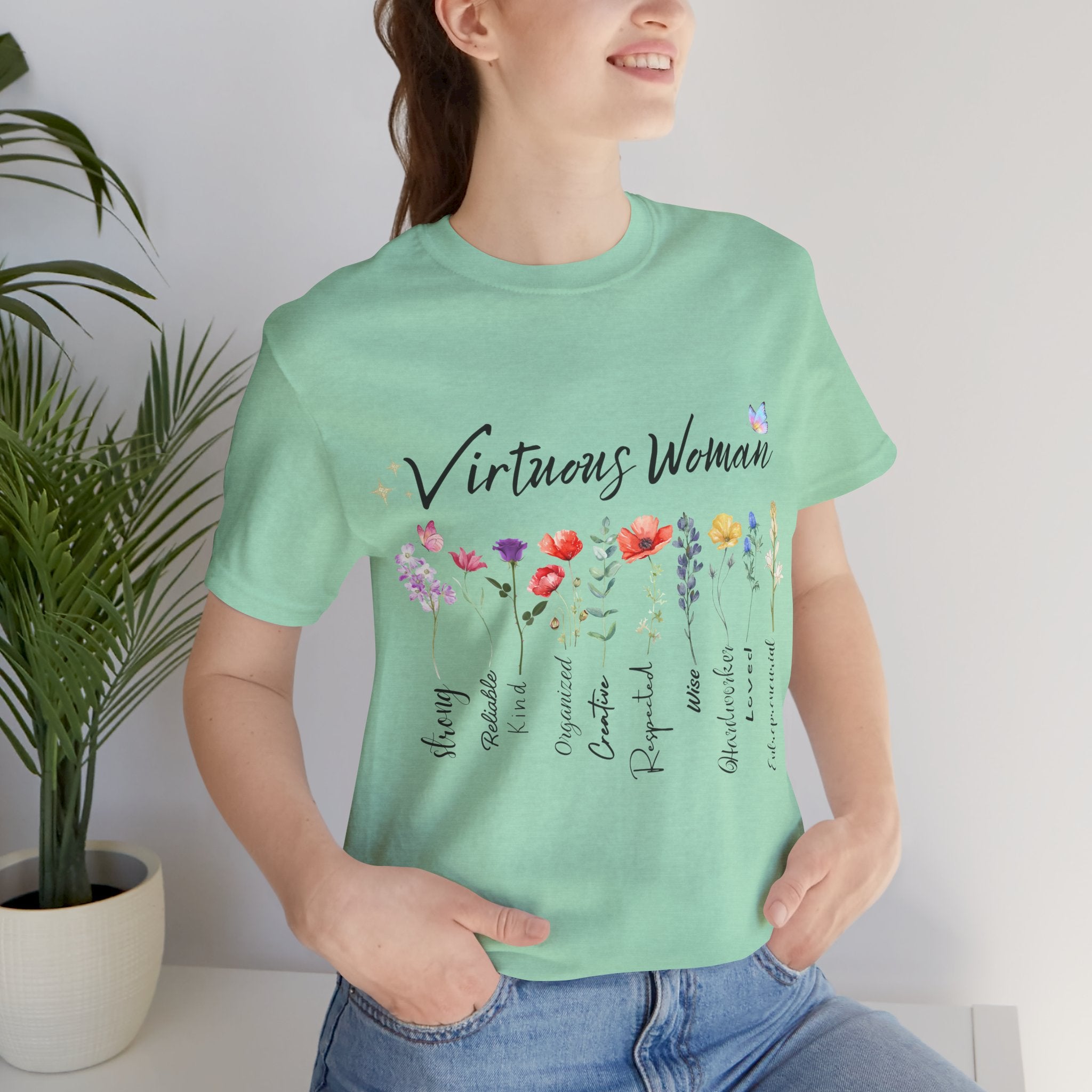 Virtuous Woman floral scripture tee | Proverbs 31 women shirt