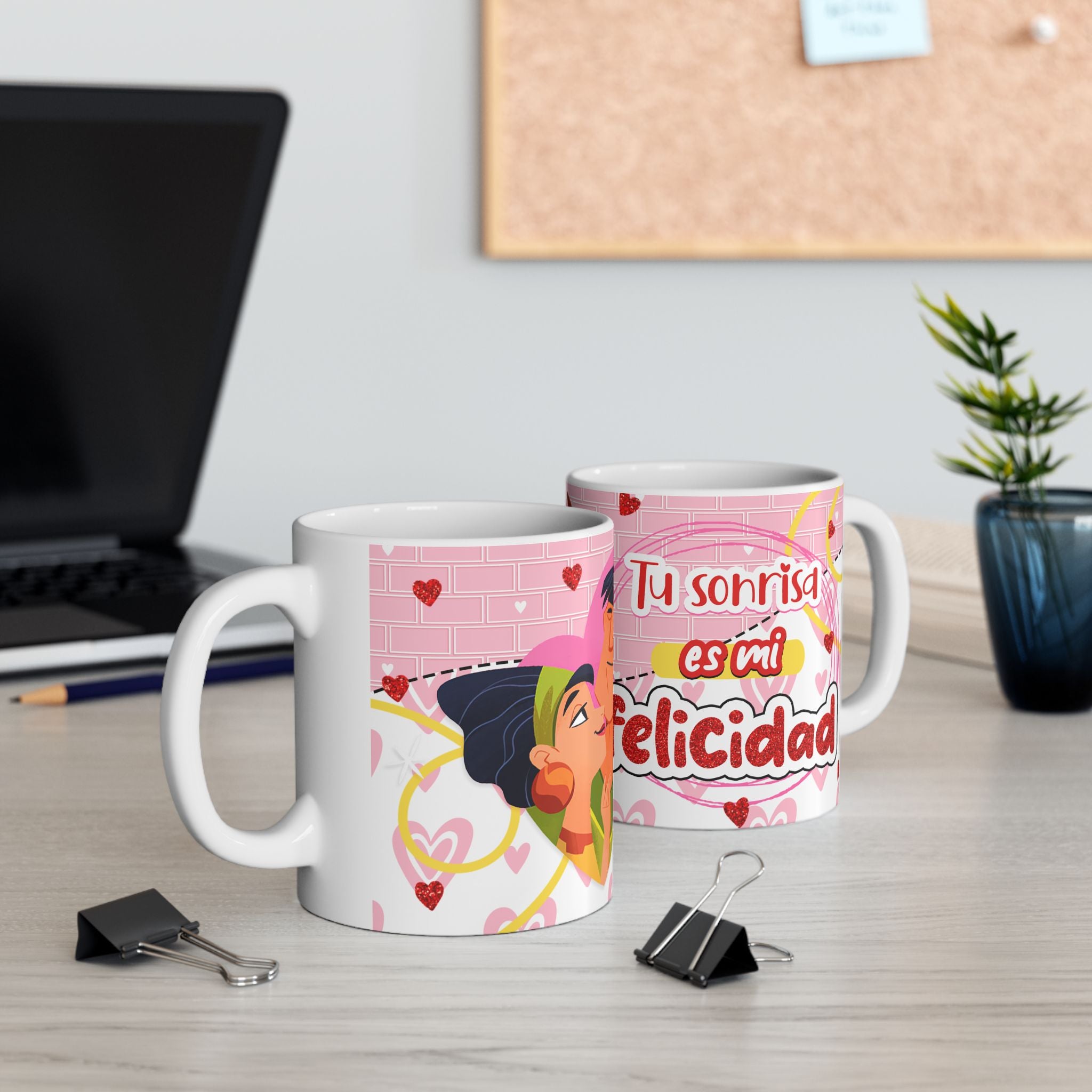 Valentine’s Couples Ceramic Mug – "Tú sonrisa, es mi felicidad" (11oz/15oz)