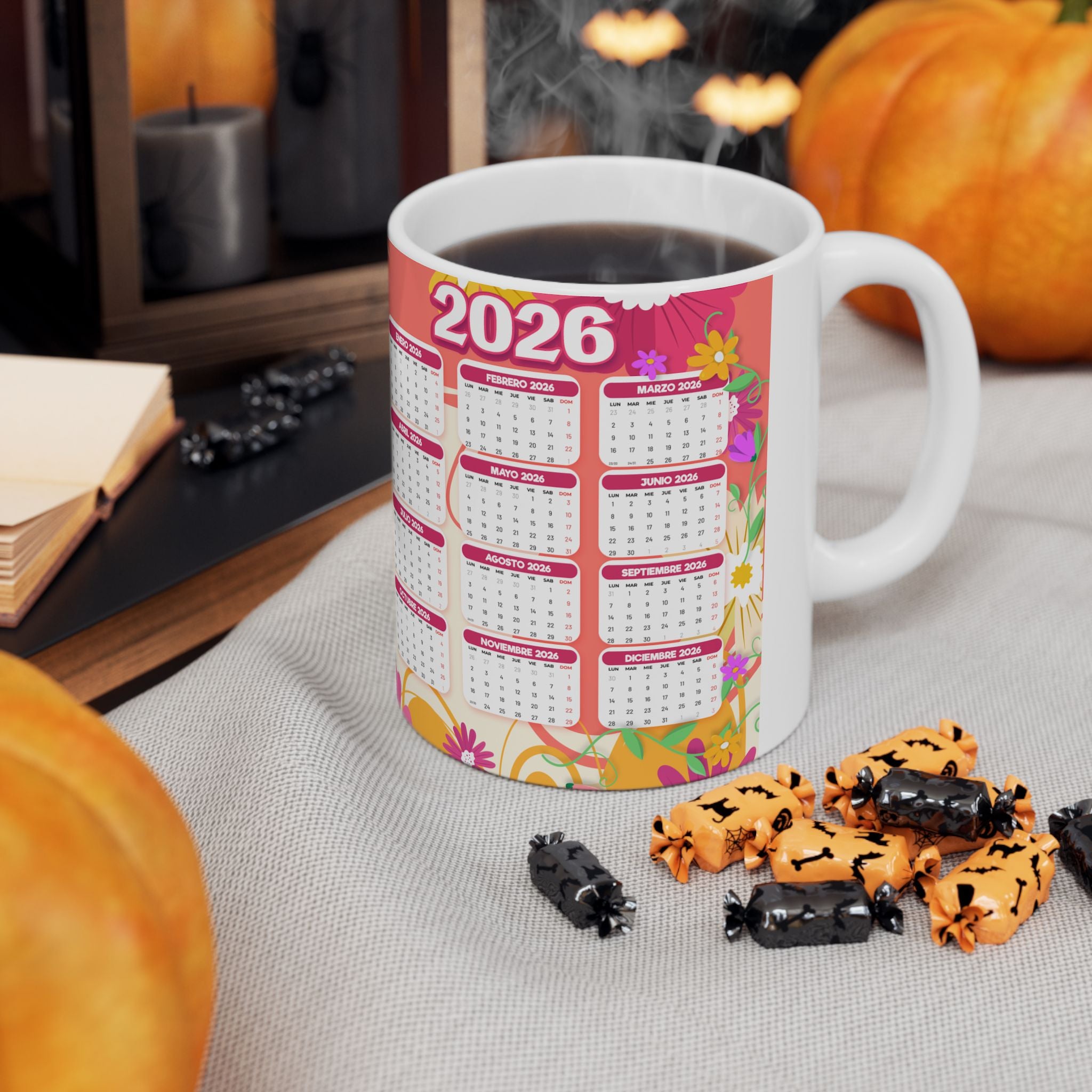 2026 Floral Jesus Calendar Mug — Religious Ceramic Coffee Cup (11oz, 15oz)