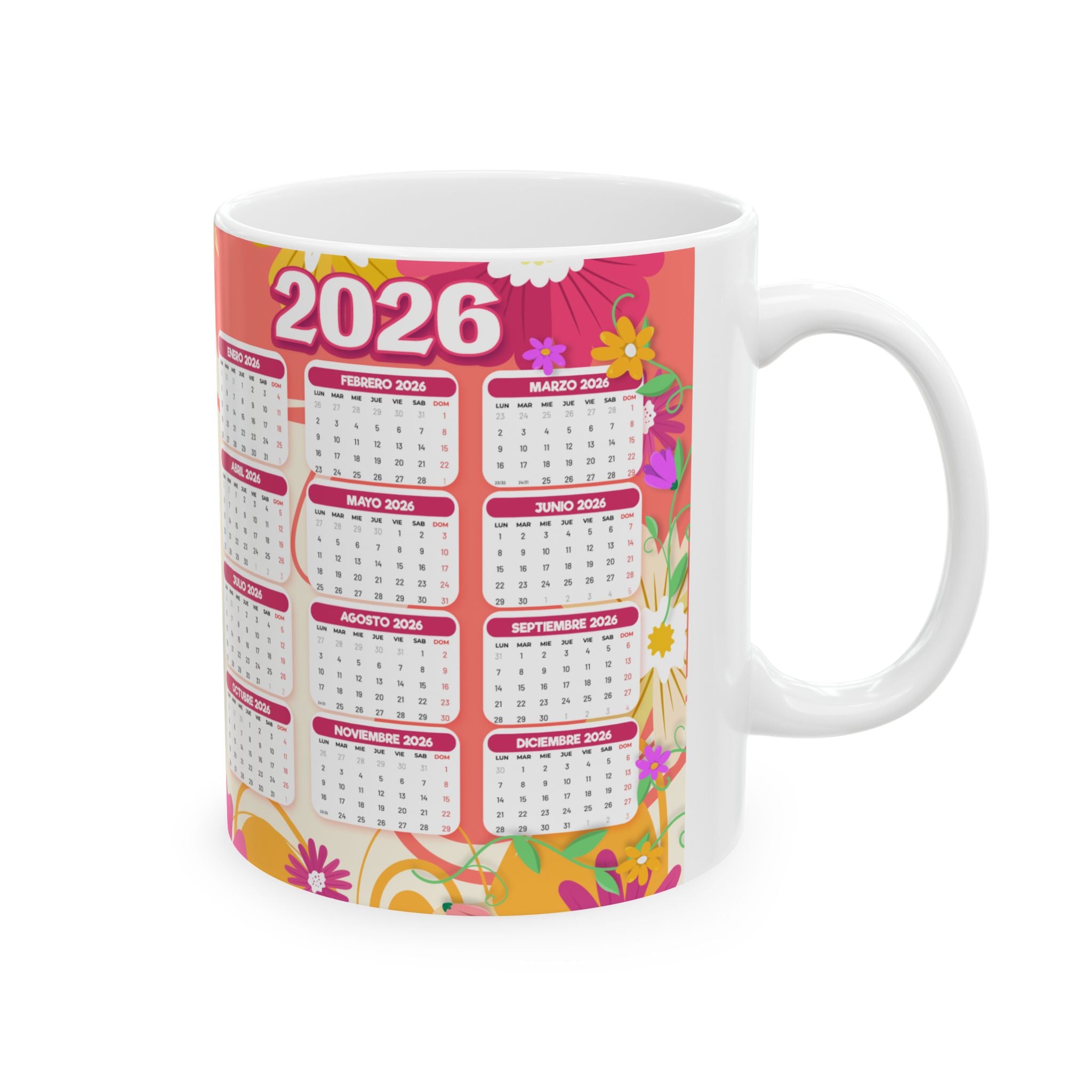 2026 Floral Jesus Calendar Mug — Religious Ceramic Coffee Cup (11oz, 15oz)