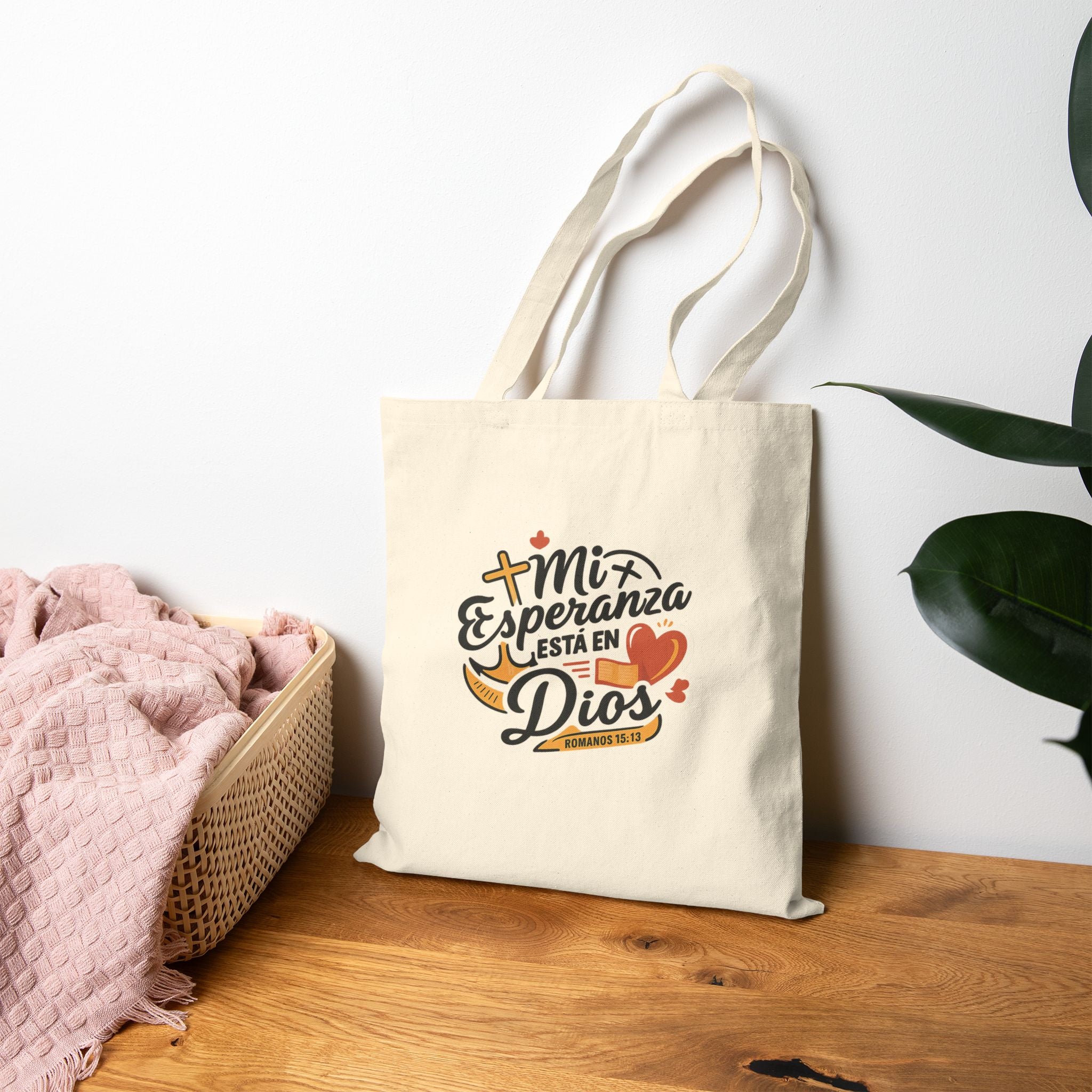 Tote Bag — “Mi Esperanza Está en Dios” Spanish Faith Canvas Tote (Christian Gift)