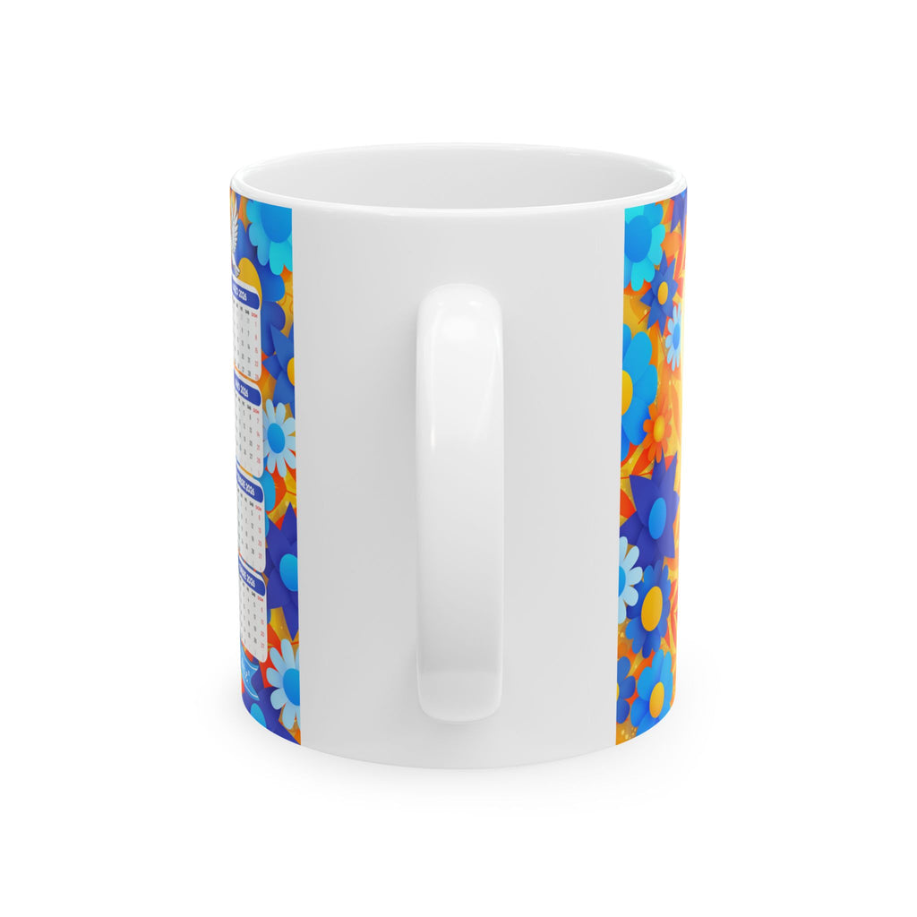 Jesus 2026 Floral Calendar Ceramic Mug — Inspirational Religious Coffee Cup (11oz/15oz)