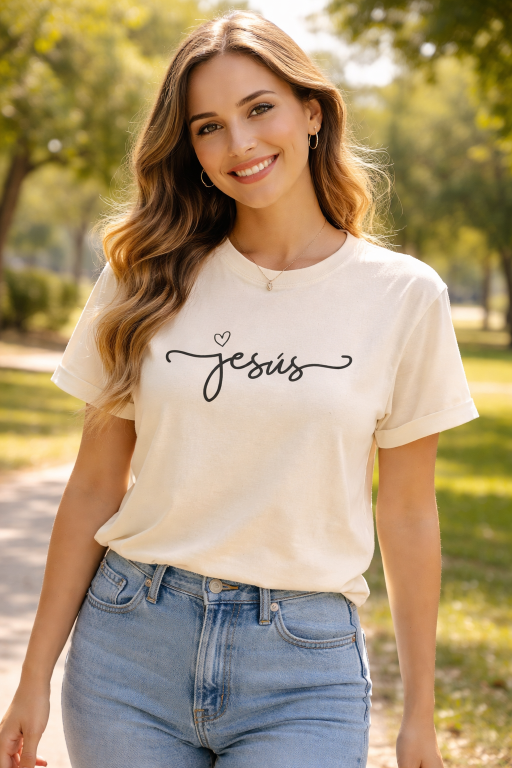 Jesus Script Tee — Minimal Christian Faith Shirt