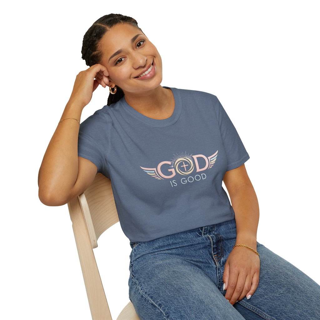God Is Good T-Shirt | Cross with Wings Christian Faith Design