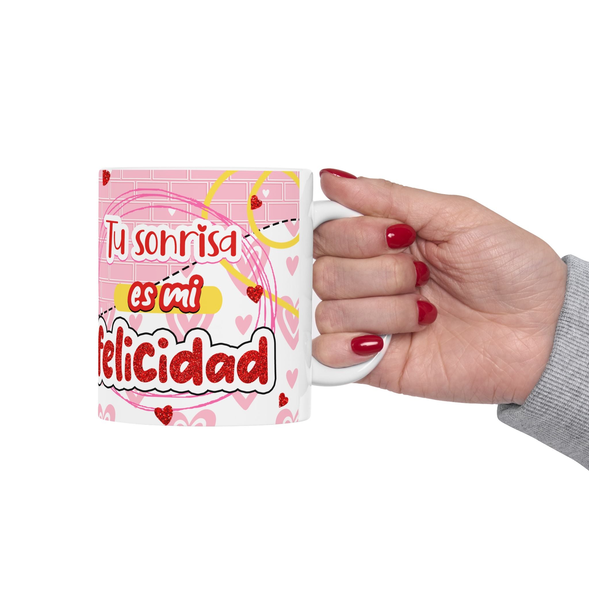 Valentine’s Couples Ceramic Mug – "Tú sonrisa, es mi felicidad" (11oz/15oz)