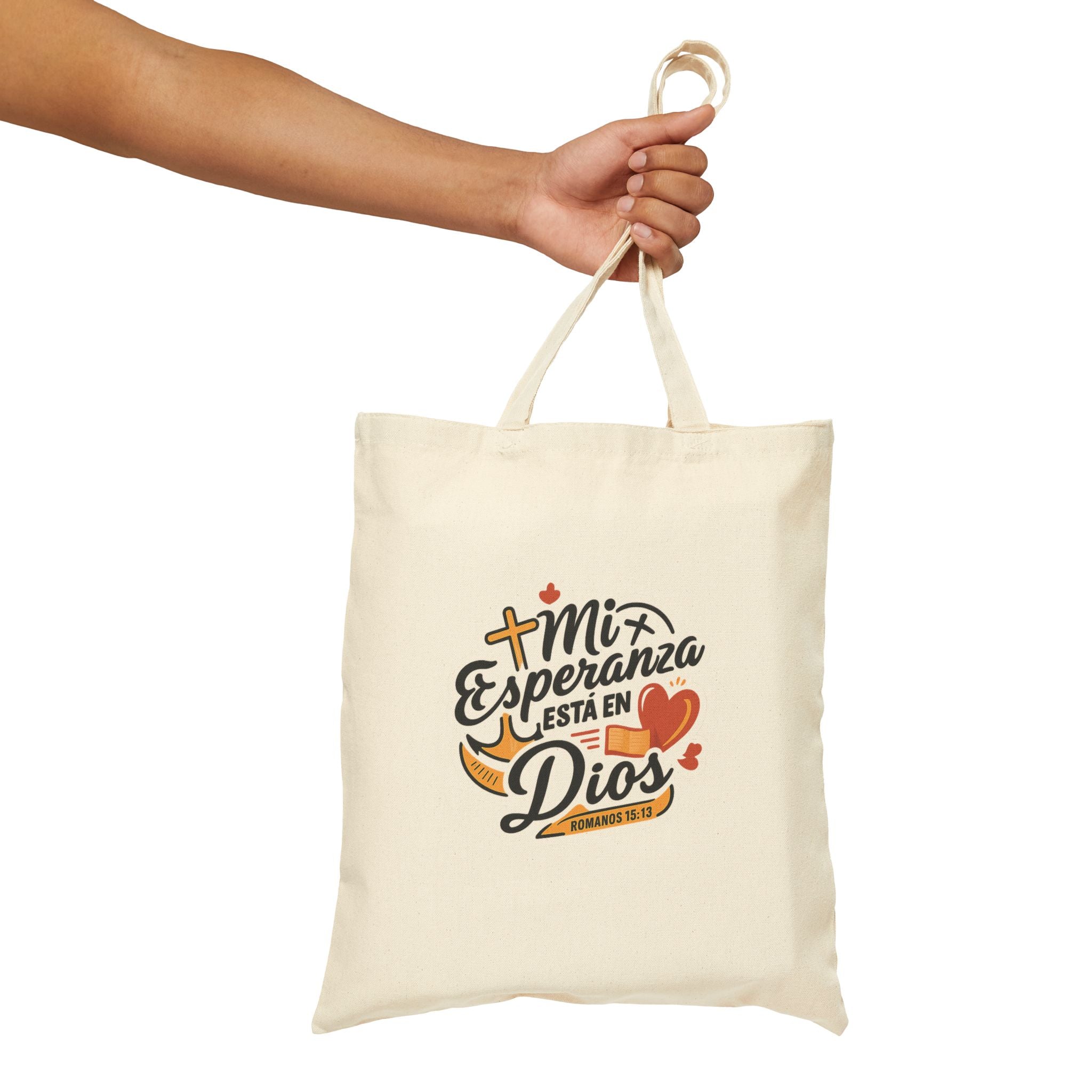 Tote Bag — “Mi Esperanza Está en Dios” Spanish Faith Canvas Tote (Christian Gift)