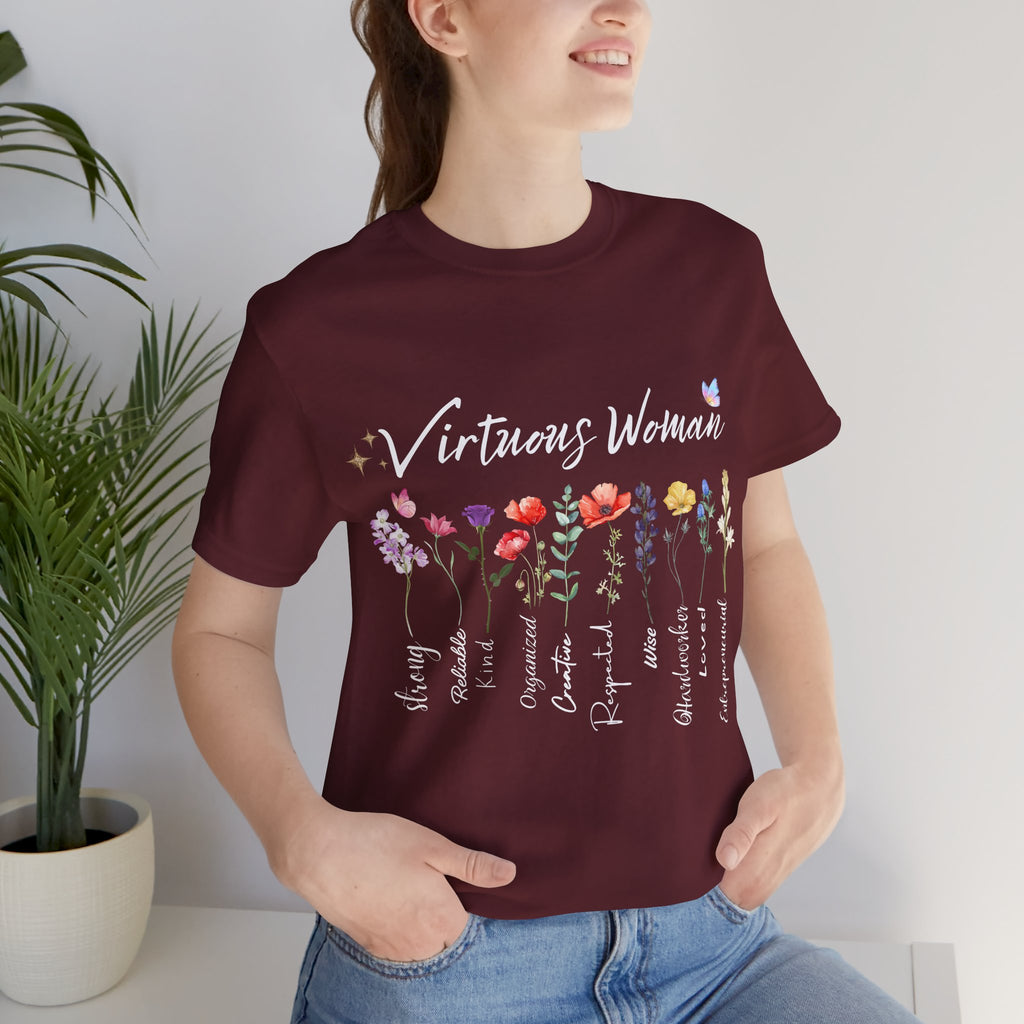 Virtuous Woman floral scripture tee | Proverbs 31 women shirt