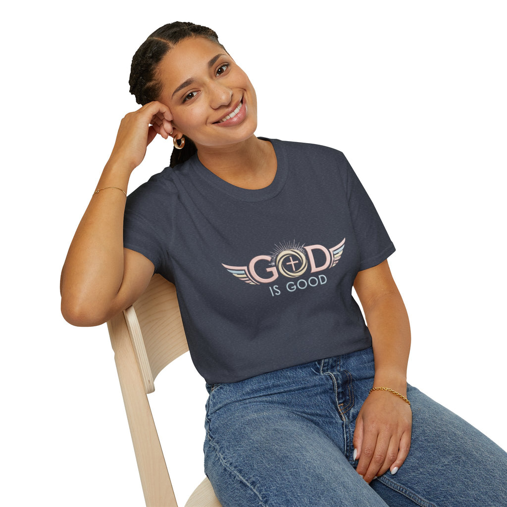 God Is Good T-Shirt | Cross with Wings Christian Faith Design