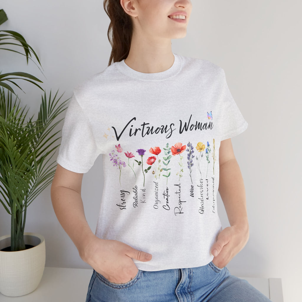 Virtuous Woman floral scripture tee | Proverbs 31 women shirt