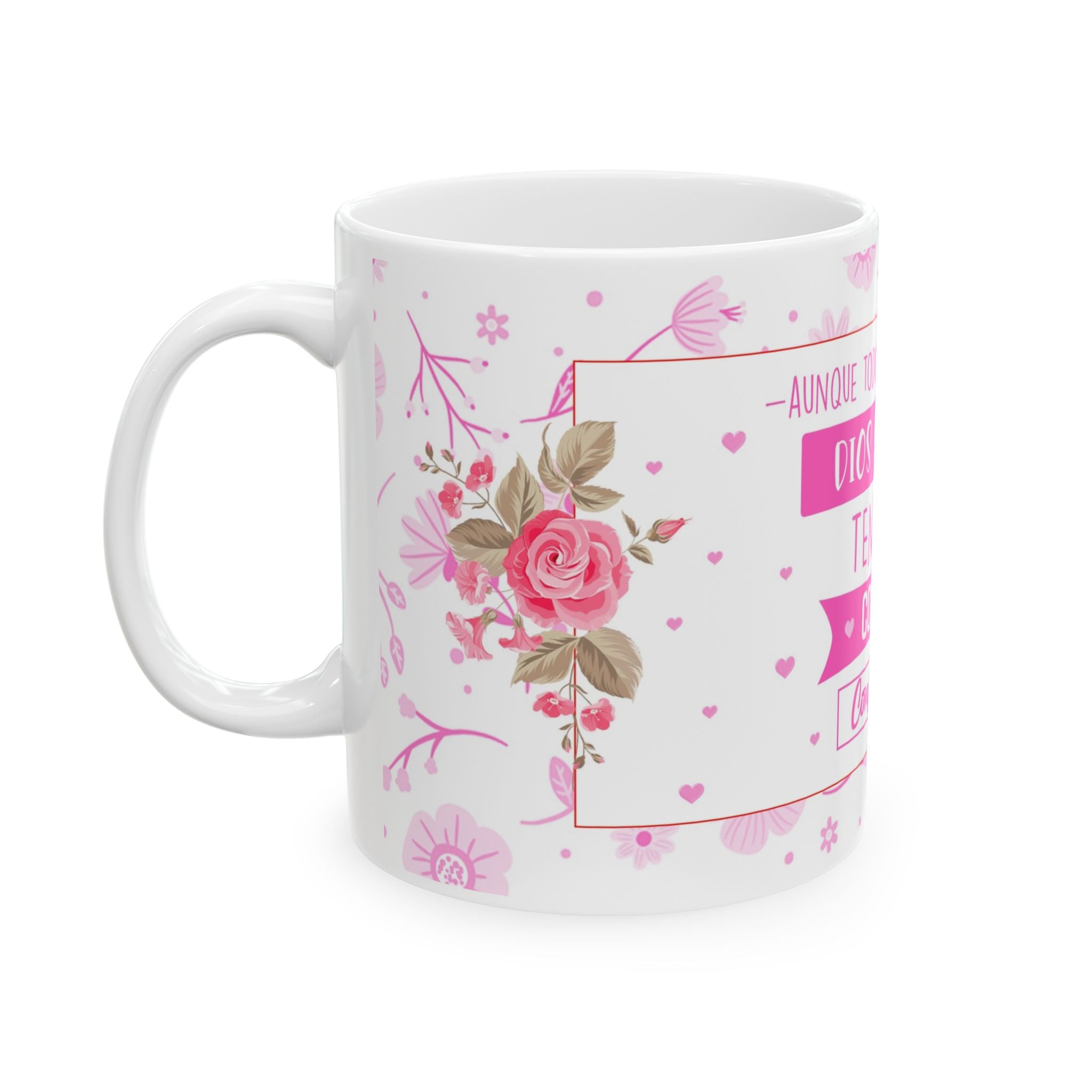 Inspirational Spanish Mug - "Dios Siempre Tendrá el Control" Floral Ceramic Coffee Cup