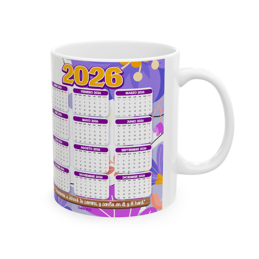 Christian Calendar Mug 2026 — Jesus Illustration 11oz & 15oz Ceramic Coffee Cup