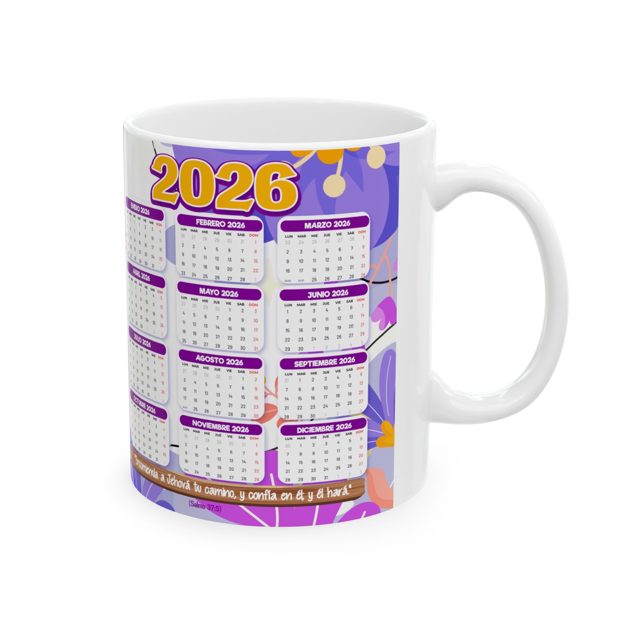 Christian Calendar Mug 2026 — Jesus Illustration 11oz & 15oz Ceramic Coffee Cup