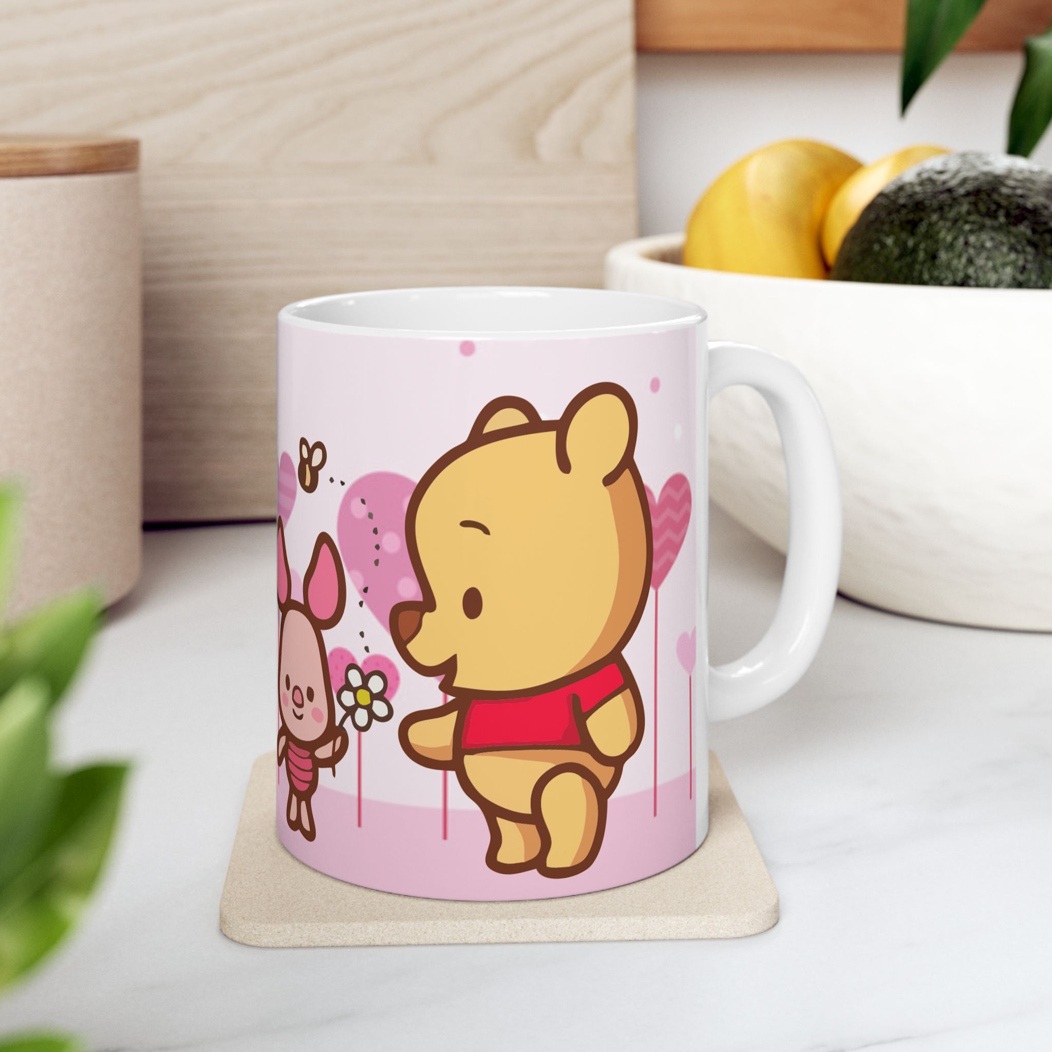 Valentine Winnie Pink Cute Ceramic Mug (11oz/15oz)
